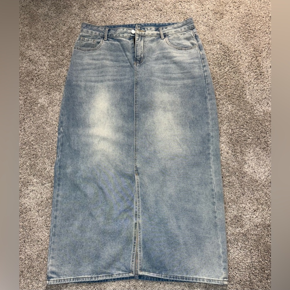 Petal & Pup Blue Denim Maxi Skirt
